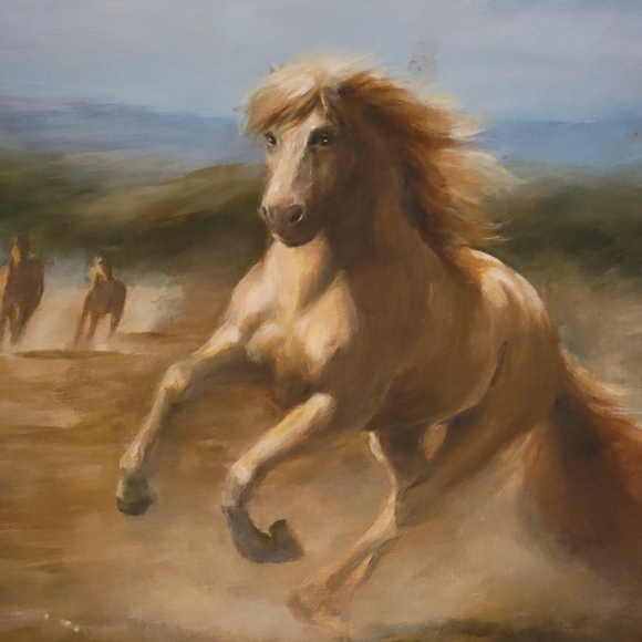 VINTAGE OIL ON CANVAS PAINTING OF WILD HORSES SIGNED BY MARCIA MCCALL 22X28 " - Picture 5 of 9